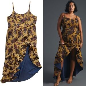 Anthropologie Hutch Fall Floral Sleeveless Hi Low Wedding Formal Dress Size 18W